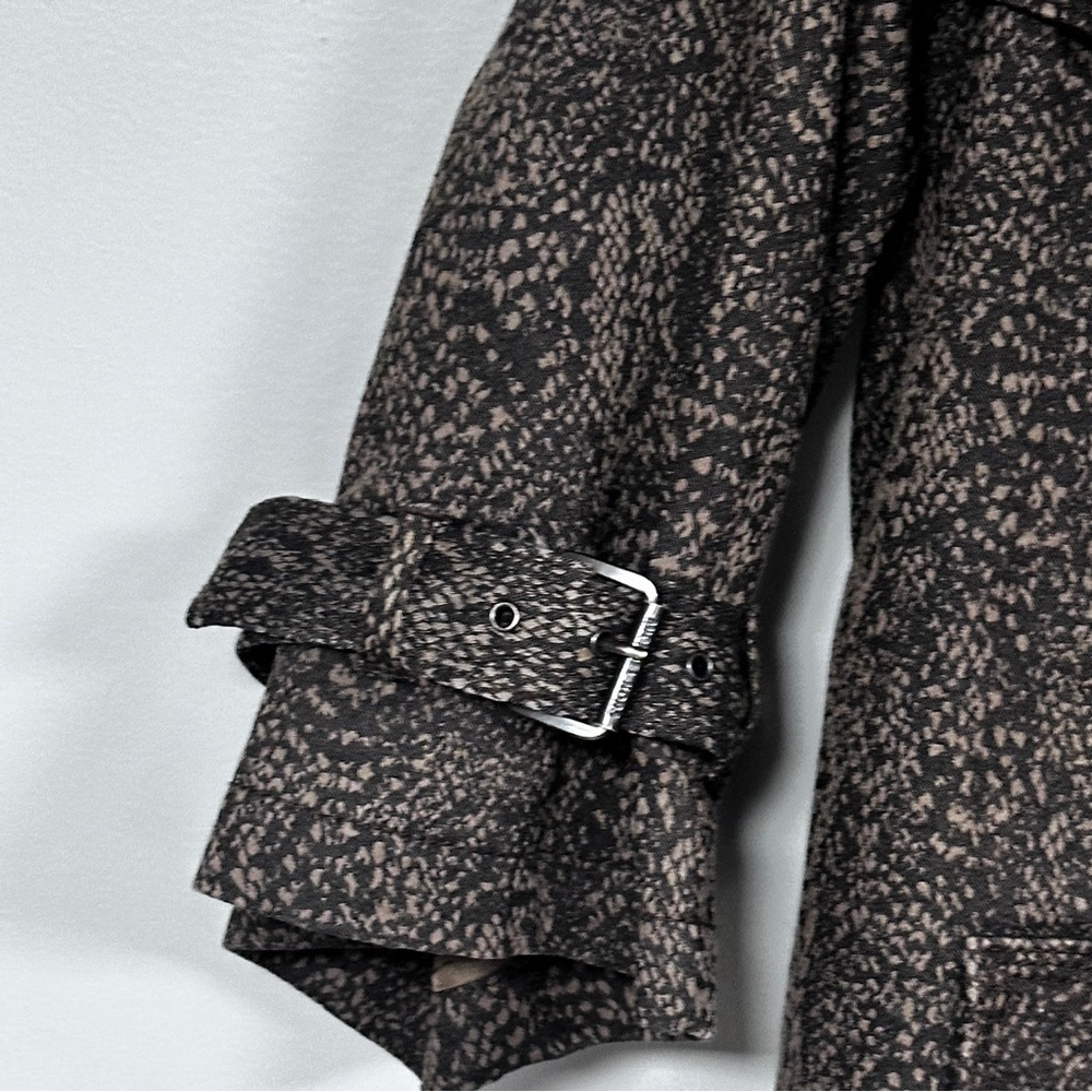 Michael Kors Snake (Brown & Tan) Print Belted Pea Coat/ Fully Lined Jacket, L - Picture 5 of 10